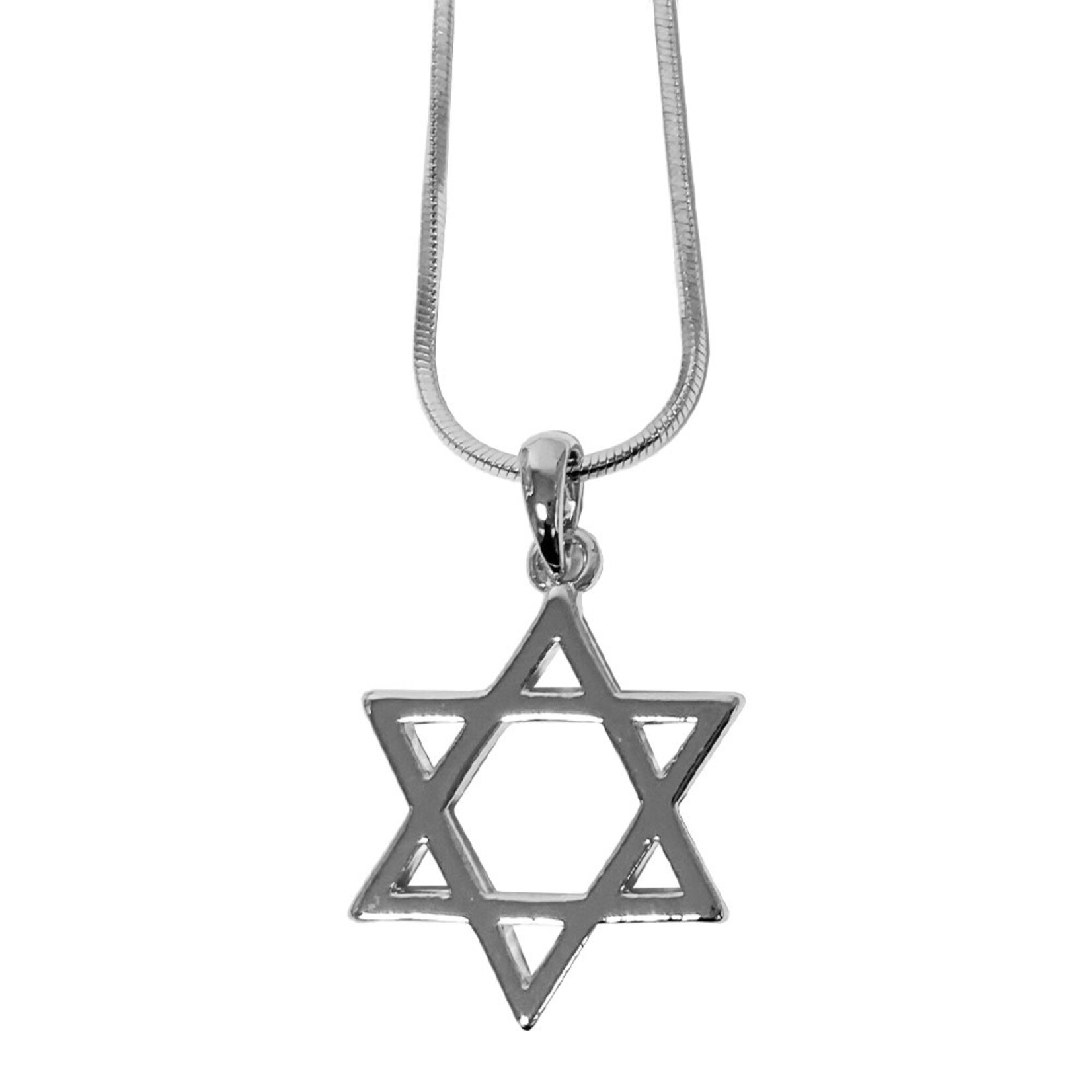 Magen David Necklace, Rhodium-Plated