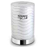 Tzedakah Box - Stainless Steel with White Carrera Marble Design
