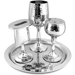 4 Piece Stainless Steel Havdallah Set with Hammered Shiny Finish