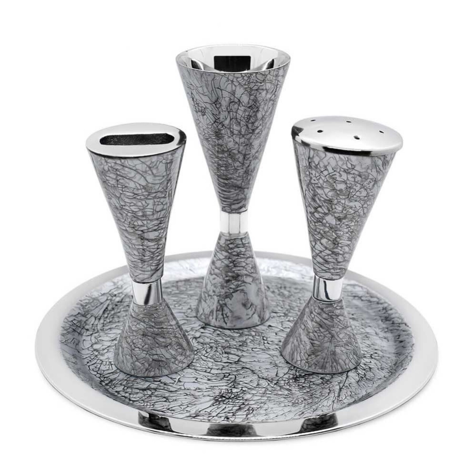 Havdallah Set, Nickel with Silver Décor