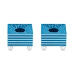 Square Grooved Candlesticks, Turquoise