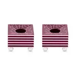 Square Grooved Candlesticks, Purple