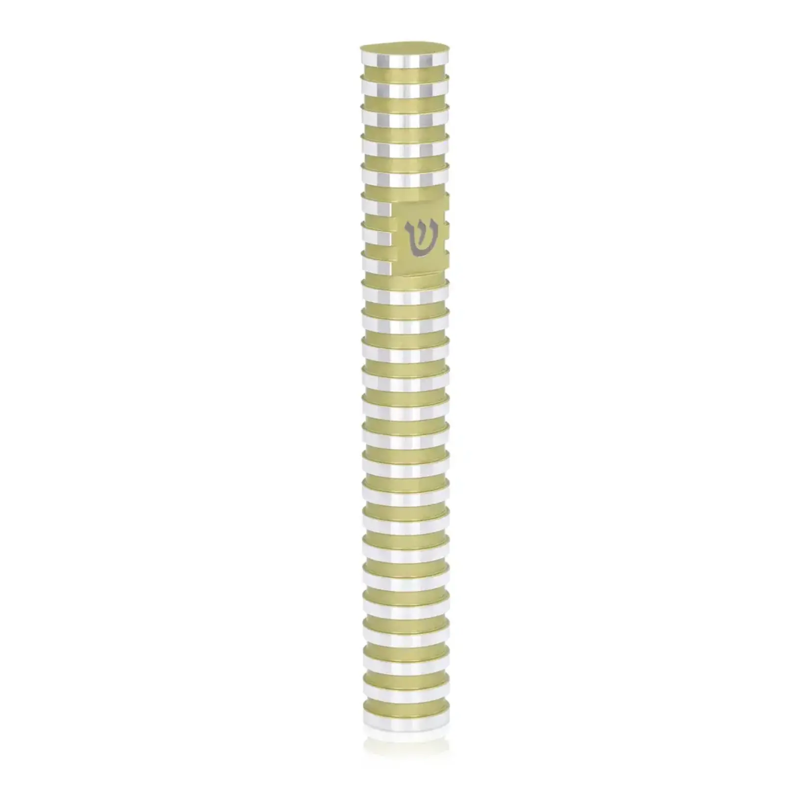 Round Grooved Mezuzah Case, Yellow