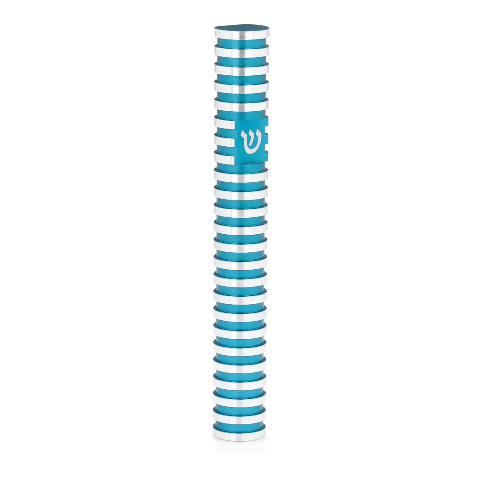 Round Grooved Mezuzah Case, Turquoise