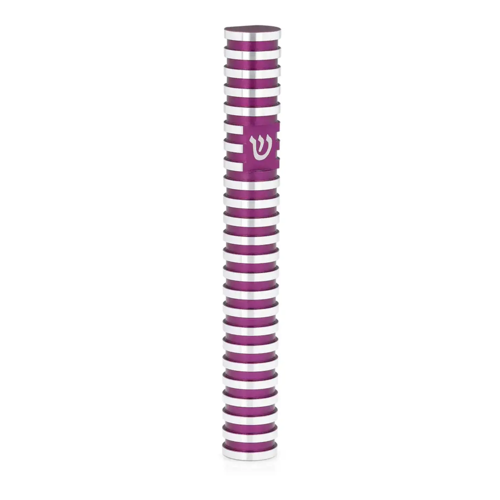 Round Grooved Mezuzah Case, Purple