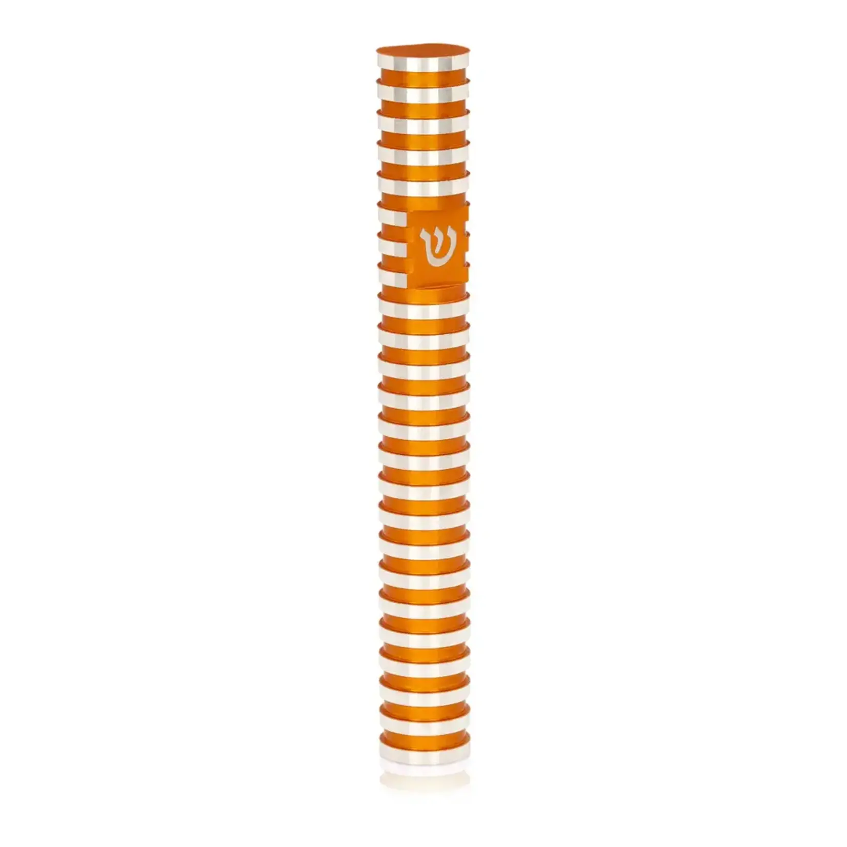 Round Grooved Mezuzah Case, Orange