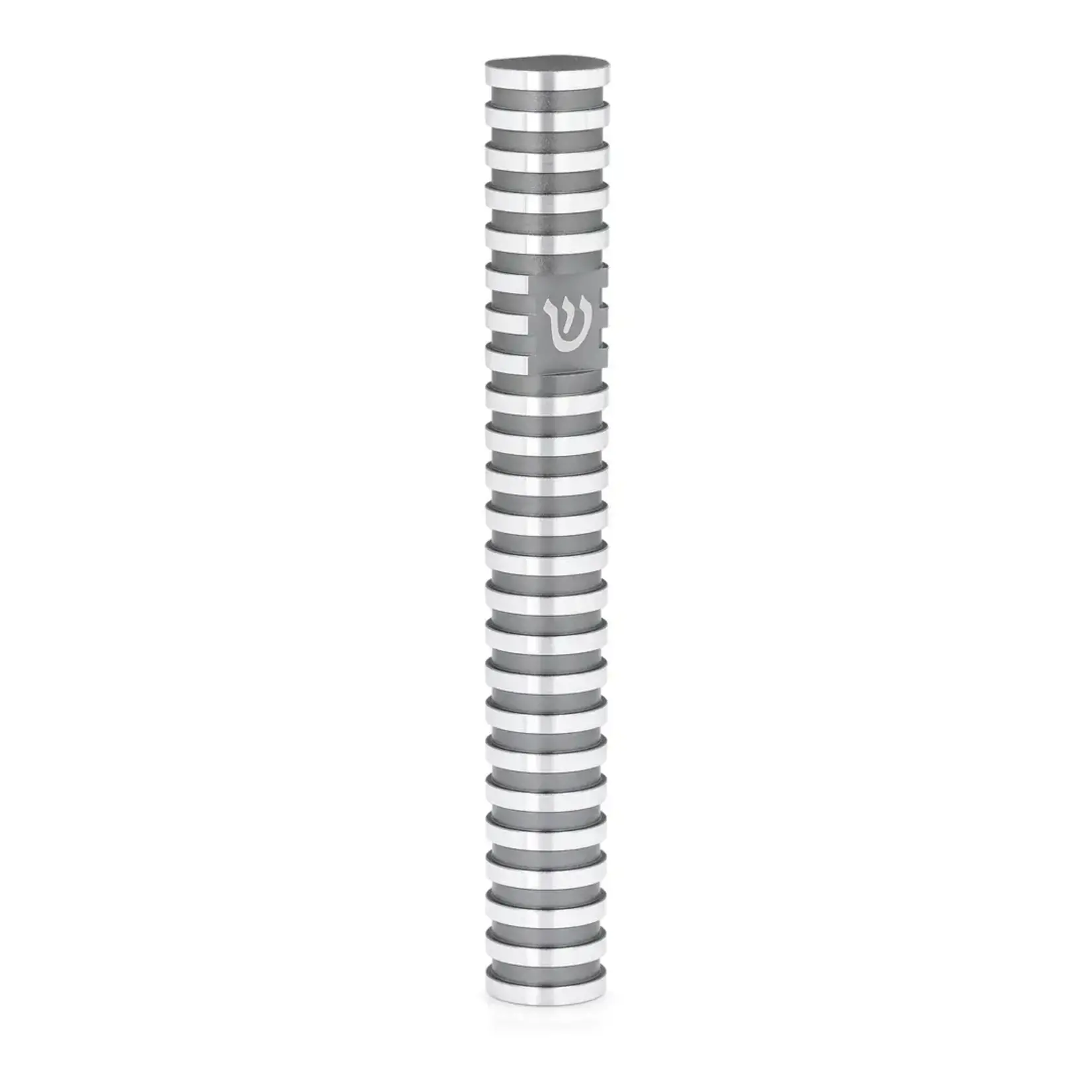 Round Grooved Mezuzah Case, Gray