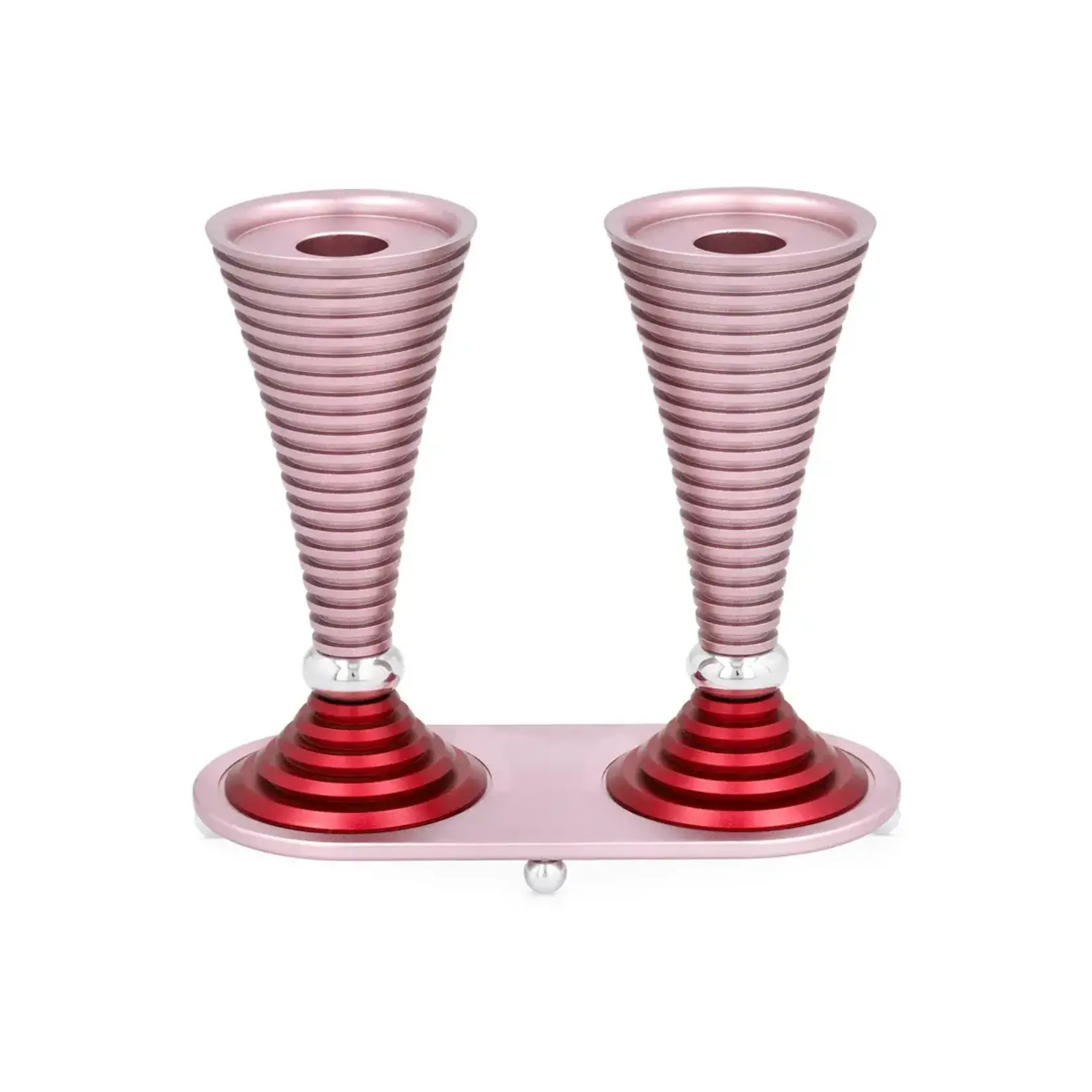 Round Candlesticks with Stand, Light Pink