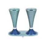 Round Candlesticks with Stand, Light Blue