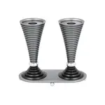 Round Candlesticks with Stand, Gray