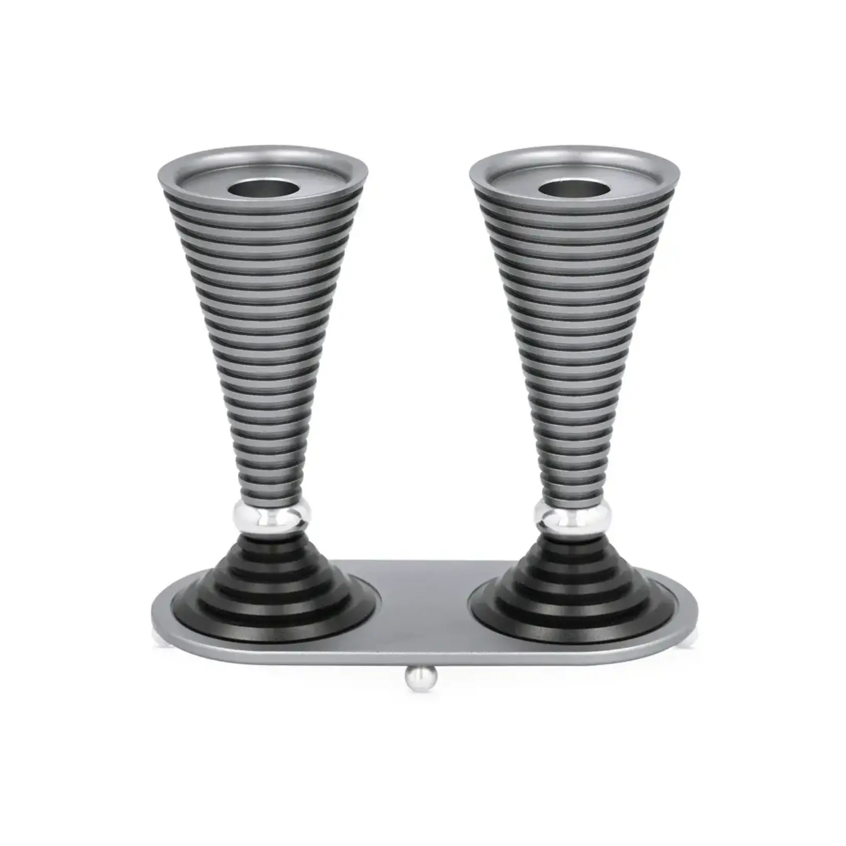 Round Candlesticks with Stand, Gray