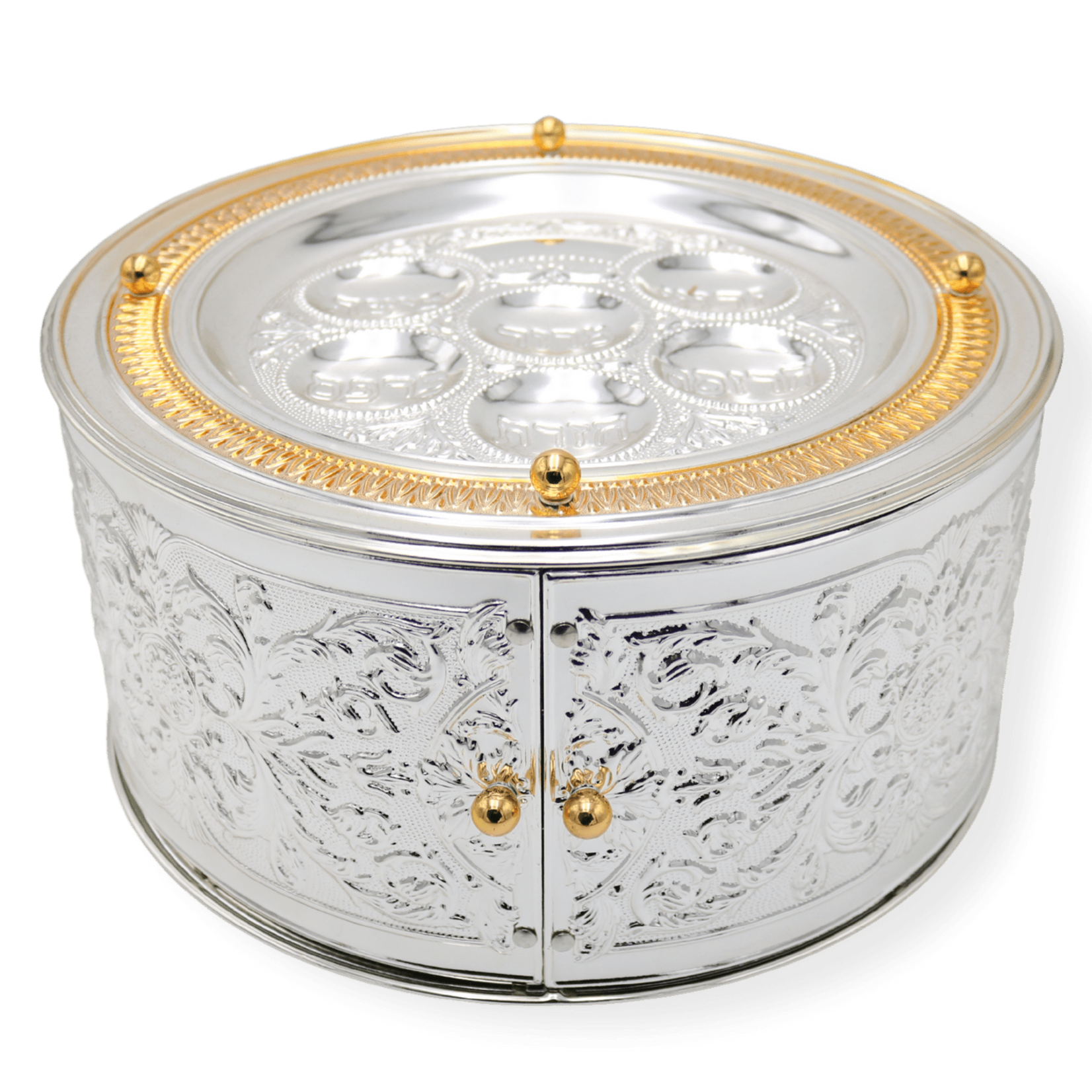 Silver Plated Seder Plate With 3 Tier Matzah Holder