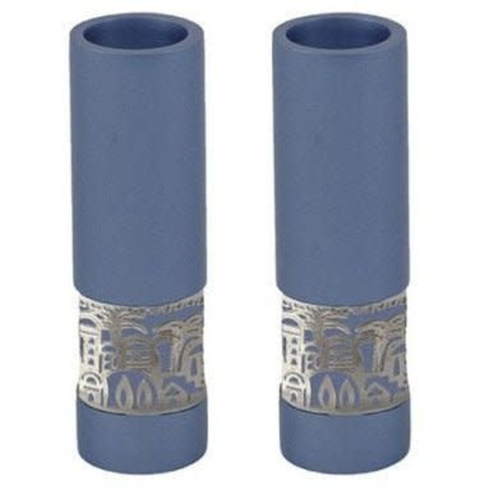 Emanuel Candlesticks Metal Cutout Jerusalem - Blue