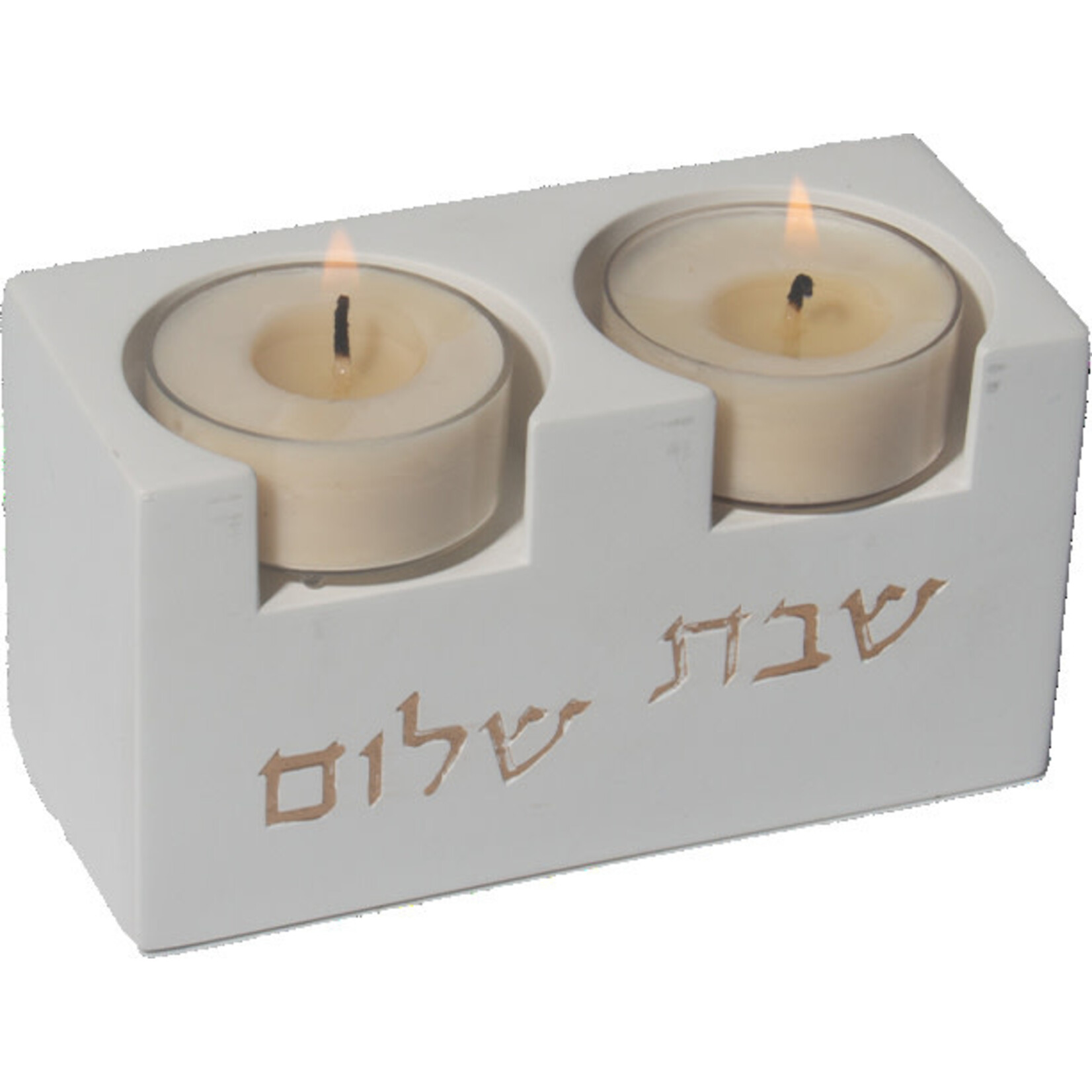 Candlesticks, Concrete/Stone Terazzo, Small, White