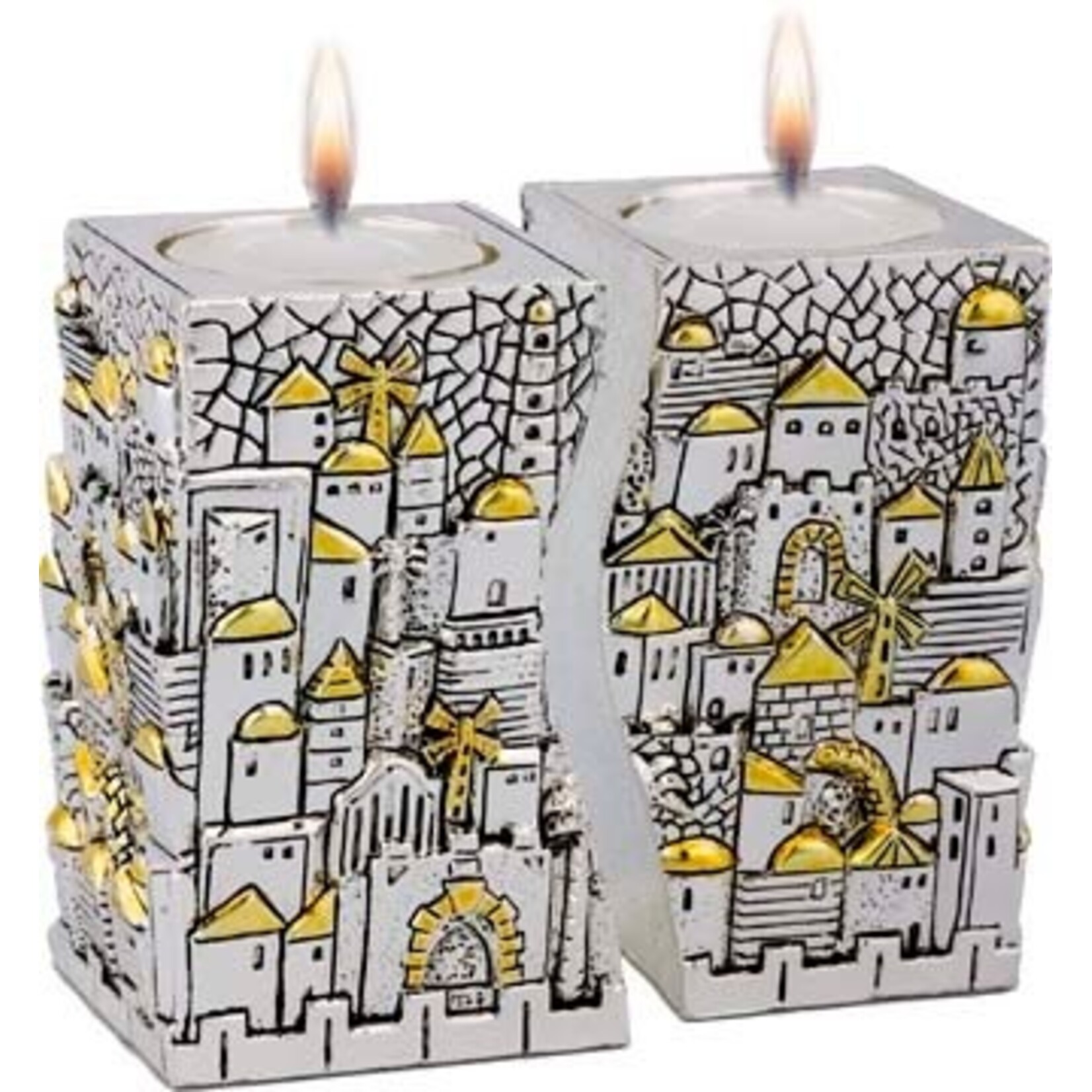 Silver Plated Candlesticks, ''Unified Jerusalem'' Design