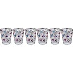 Set of 6 Mini Kiddush ''Shot'' Glasses, Purple Pomegranate Design