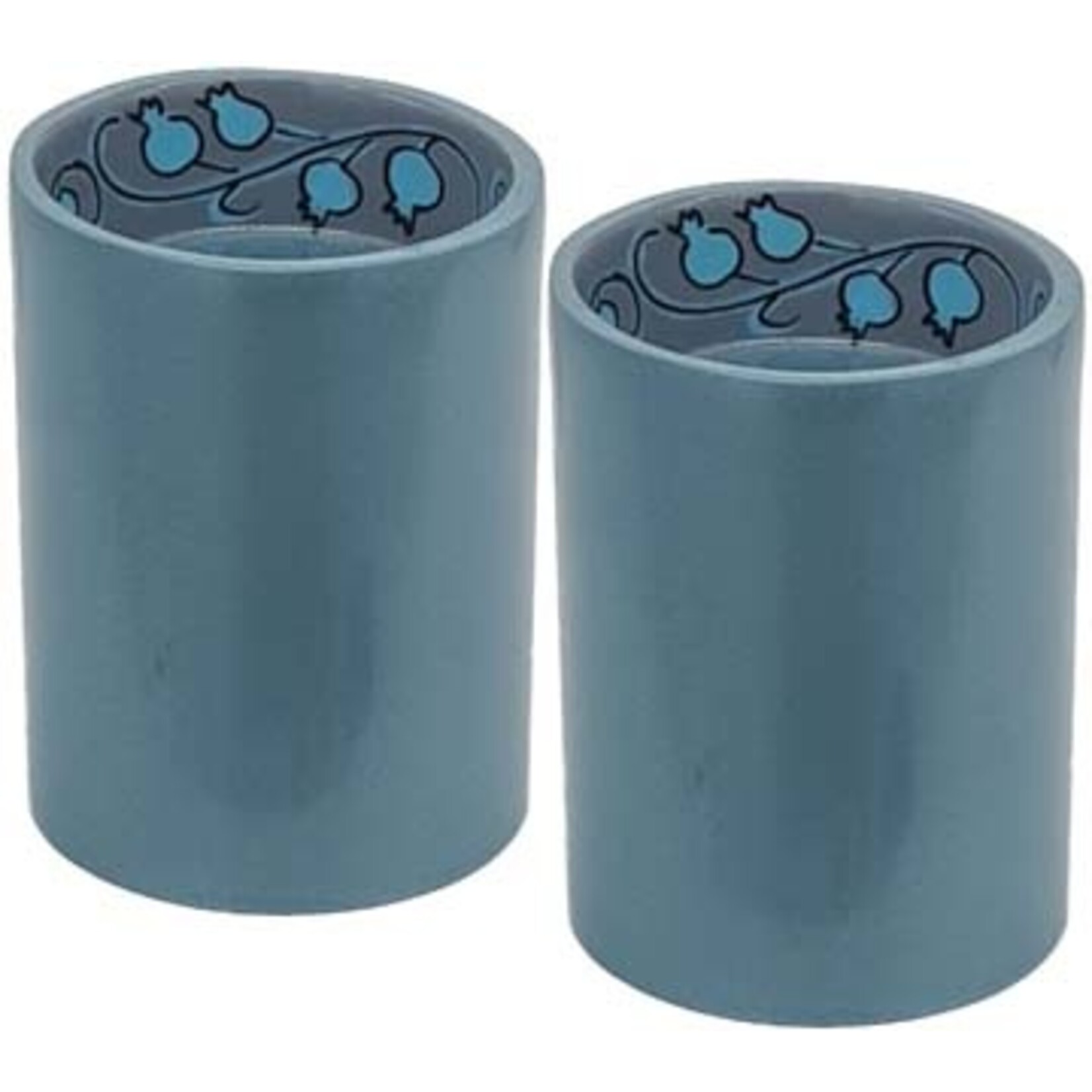 Anodized Candlesticks with Pomegranate Design, Blue