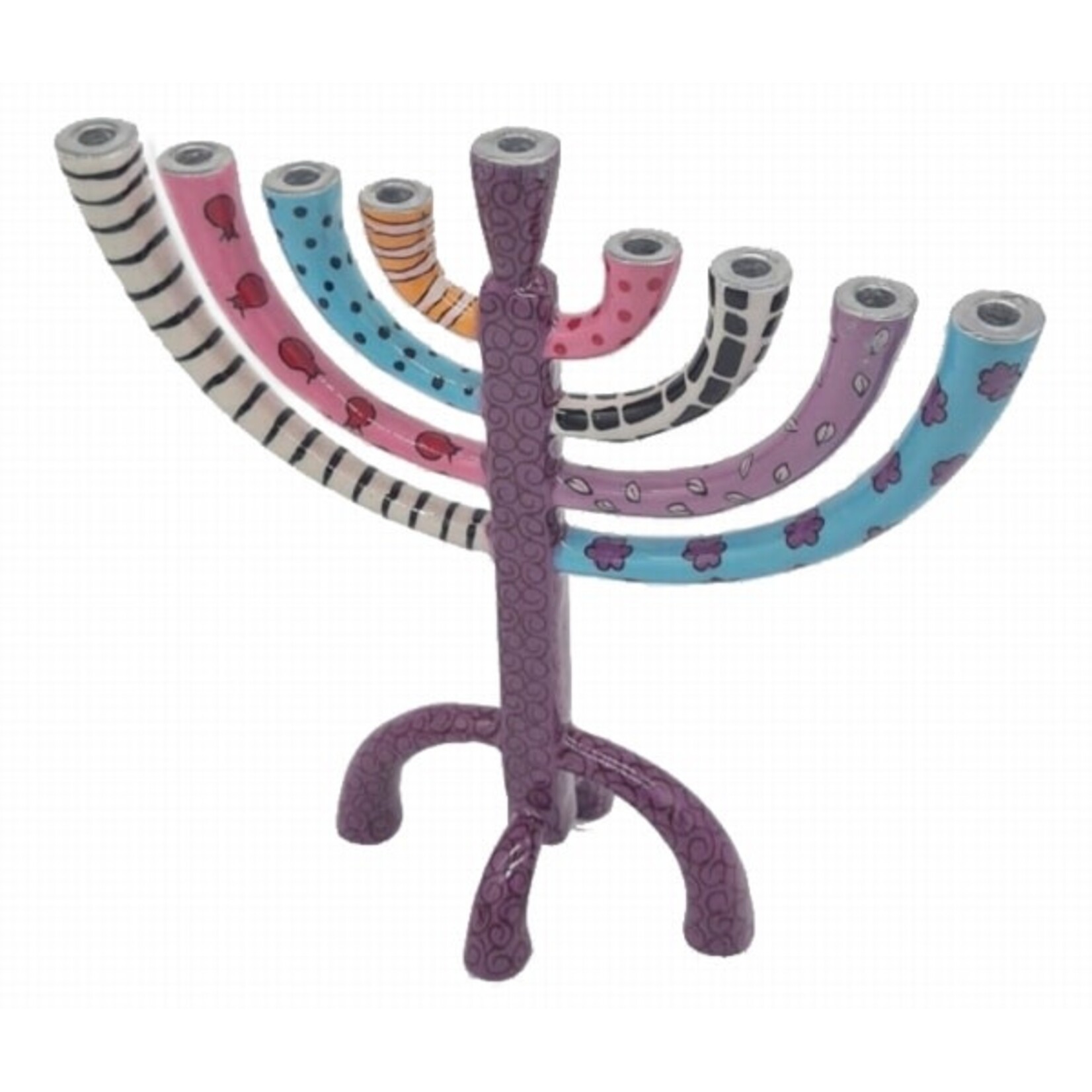 Menorah with Handpainted Design, Purple