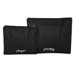 Tallit and Tefillin Bag Set, Black Vinyl With Silver Letters