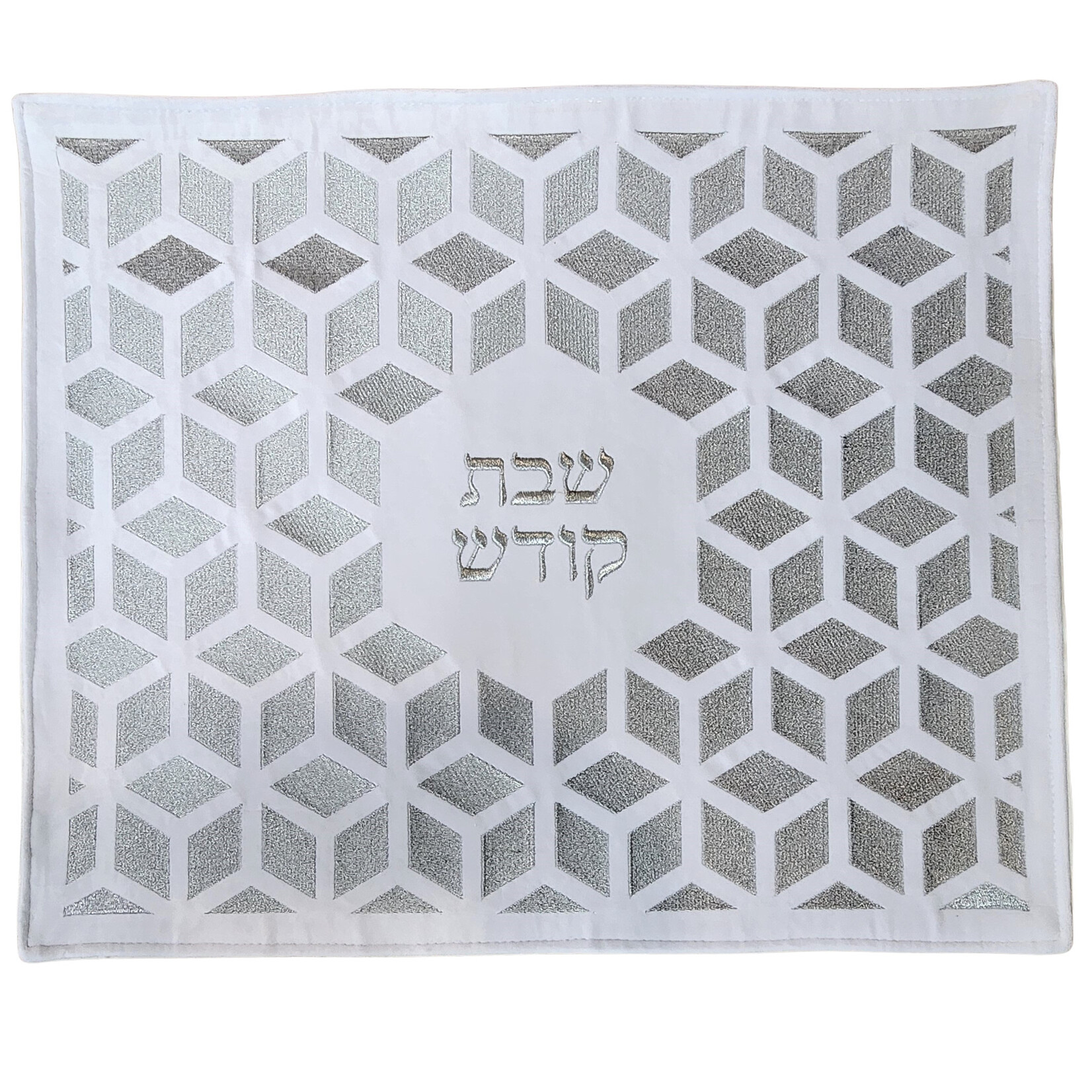 White 3D Velvet Challah Cover 40x50 cm