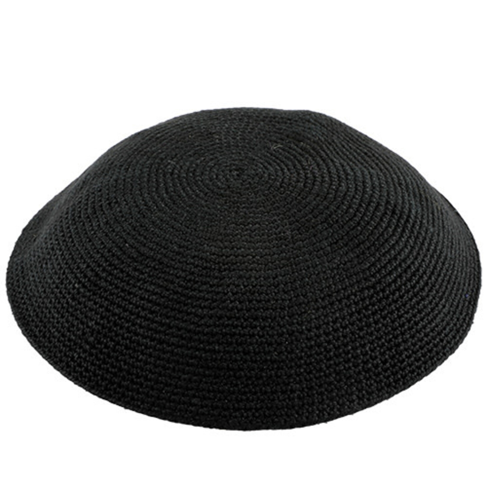 Knitted D.m.c Kippah 15 Cm - Stiff Black