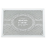 Elegant Glass Challah Tray with Mirror and Glitter 45X30 cm