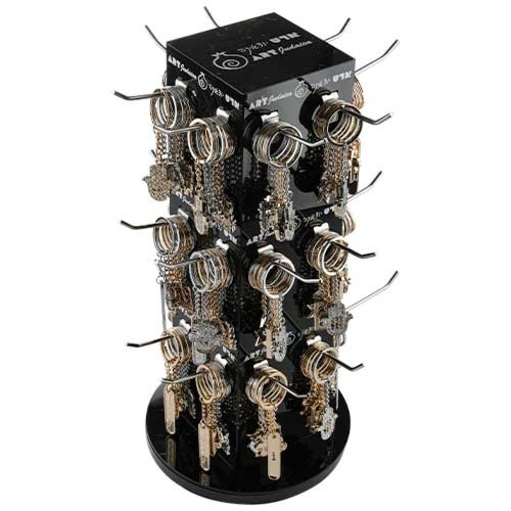 Metal Keychain with Stone Inlay