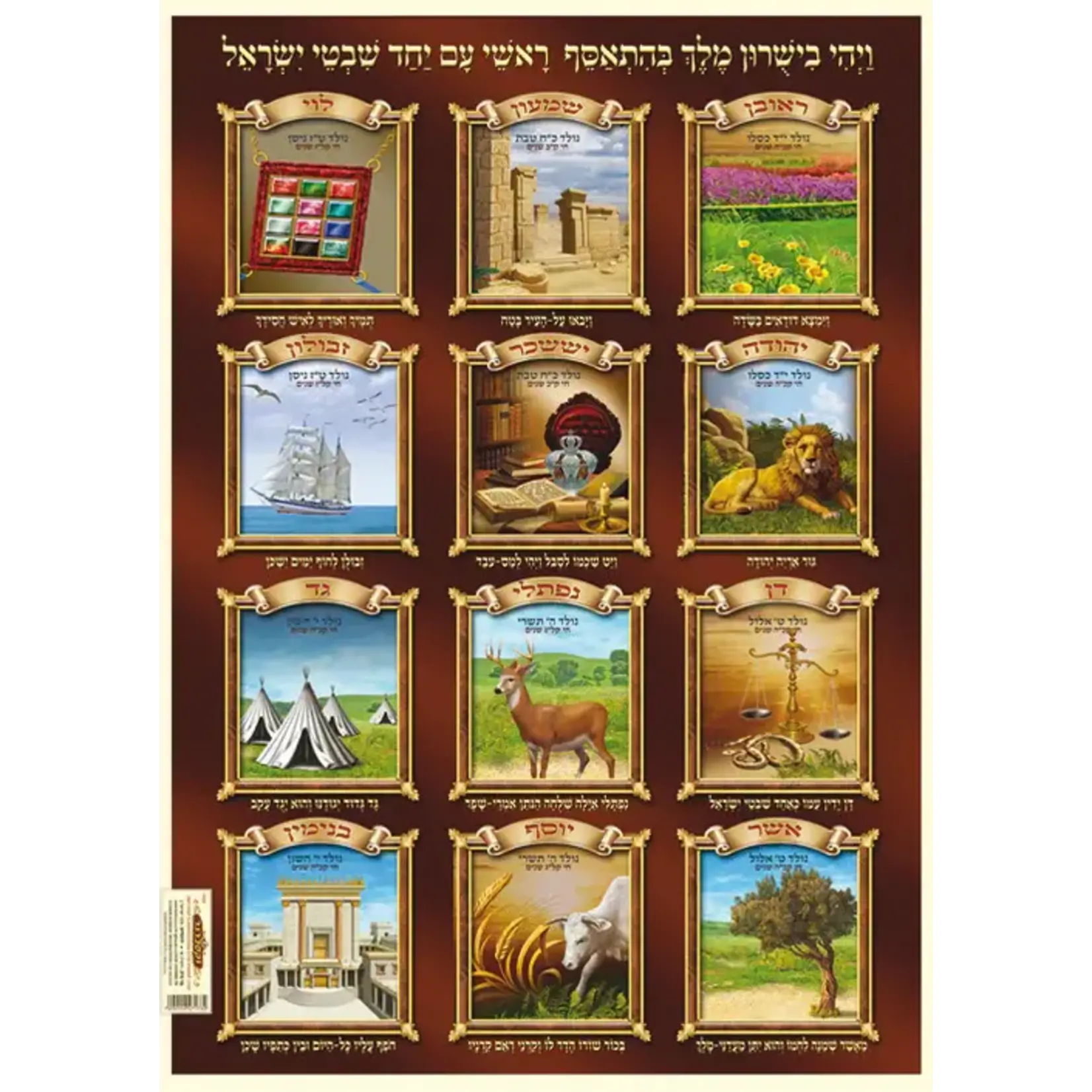Laminated Sukkah Poster, Tribes (Shevatim), 20x28 inches