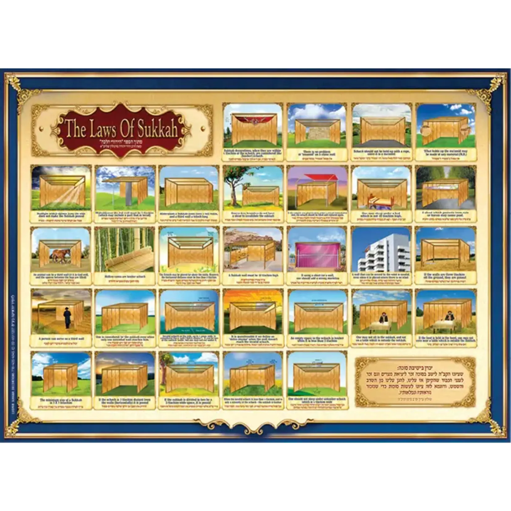 Laminated Sukkah Poster, Laws of the Sukkah (English), 20x28 inches