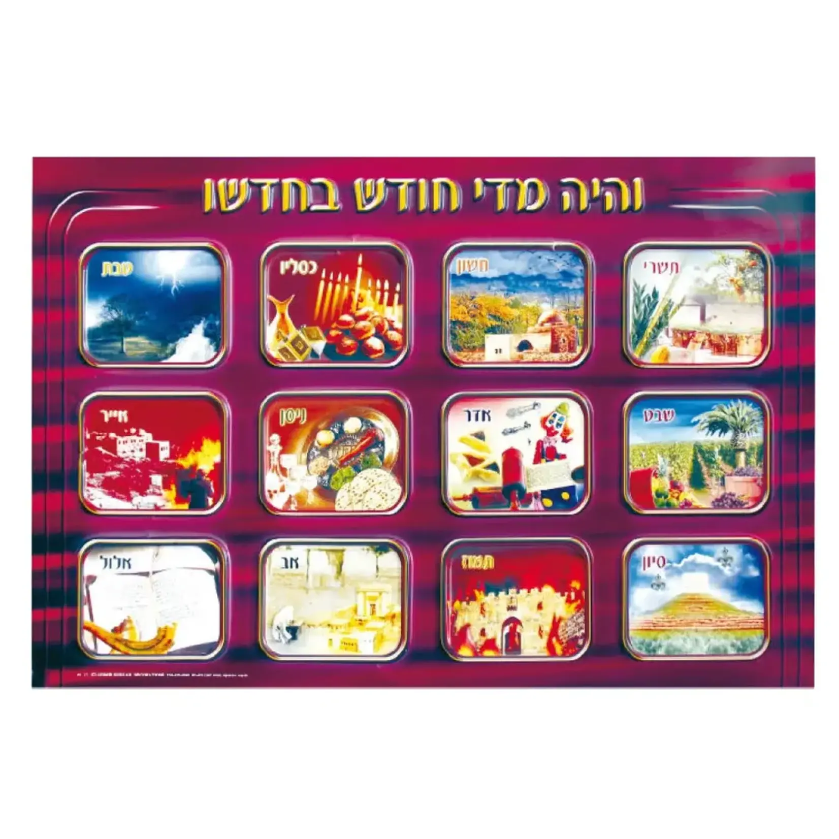 Laminated Sukkah Poster, Jewish Months, 20x28 inches
