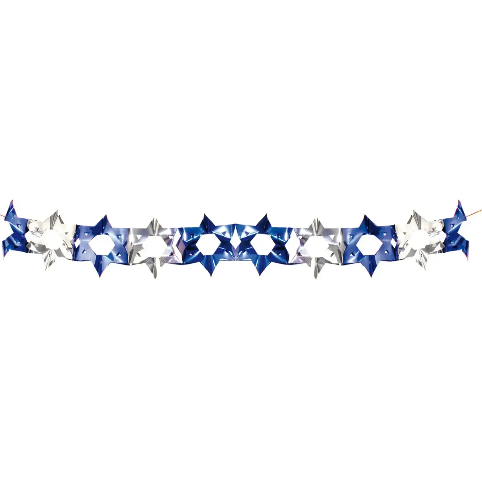 Foil Star of David Garland, 8 feet, Blue and Silver