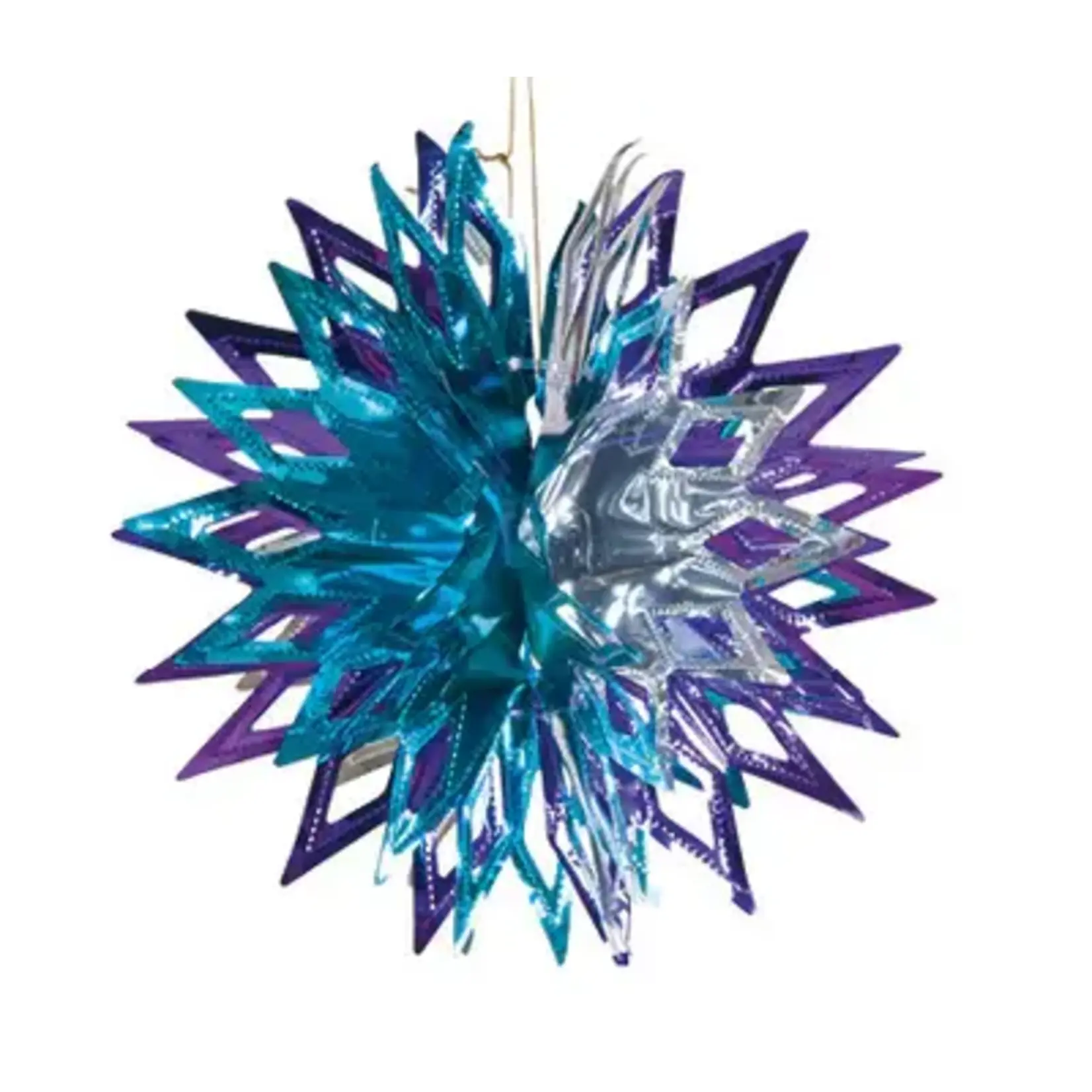 Foil Star Ball, 12 inches, Blue and Silver