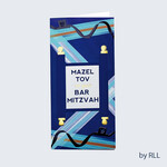 Bar Mitzvah Money Holder Card Navy Blue Torah