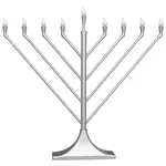 Large Display LED Electric Menorah Angled Rambam Shape - Silver