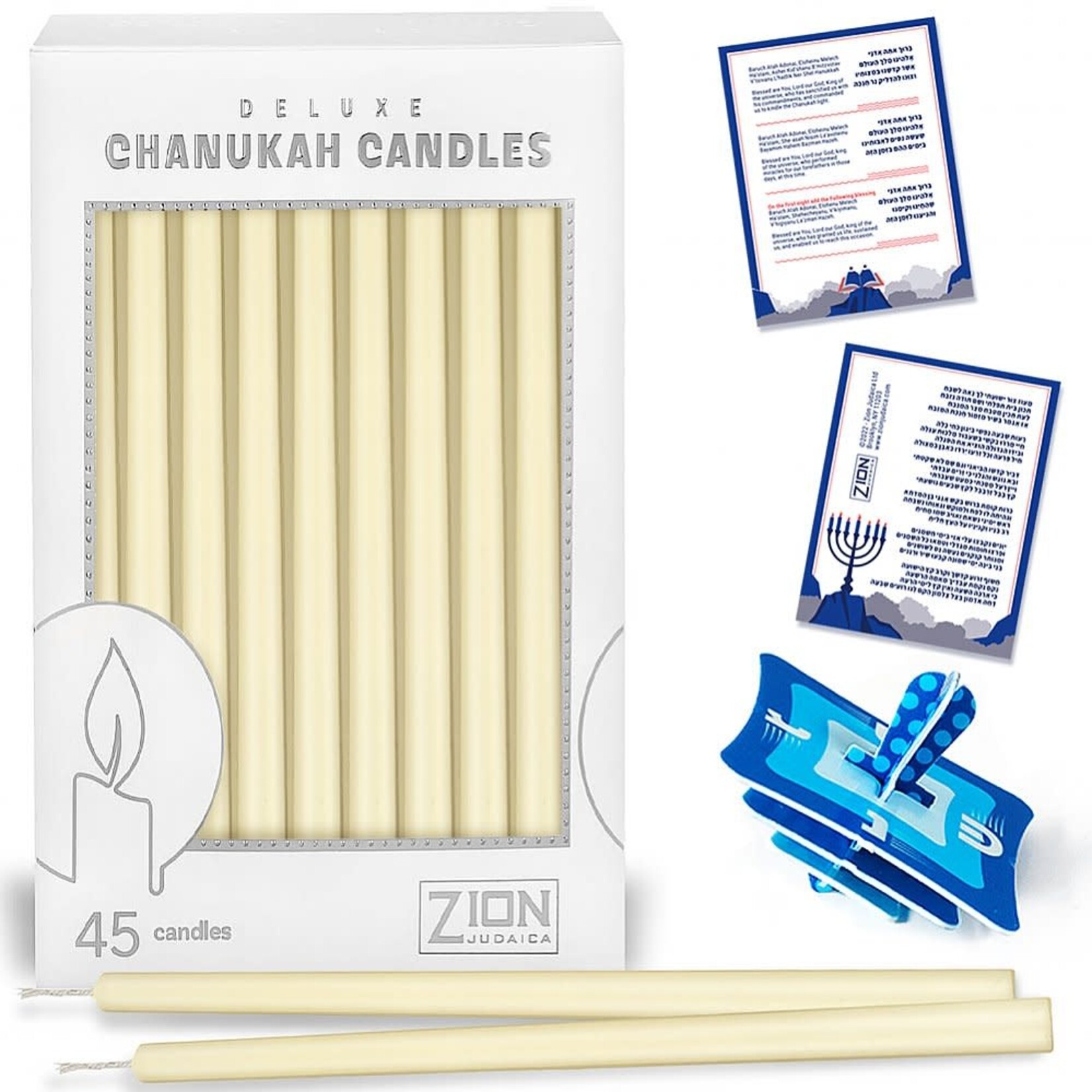 Deluxe Tapered Solid Hanukkah Candles - Ivory Cream