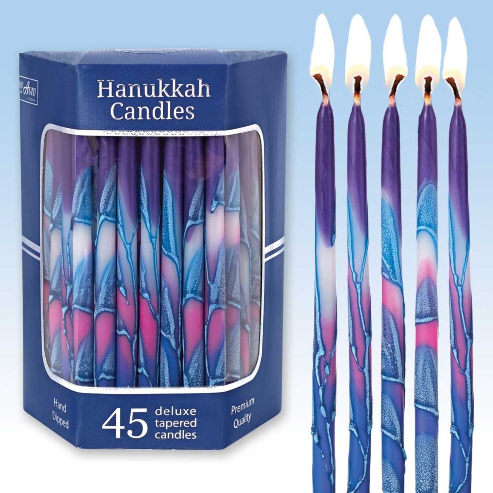 Deluxe Tapered Multi Hued Frosted Hanukkah Candles