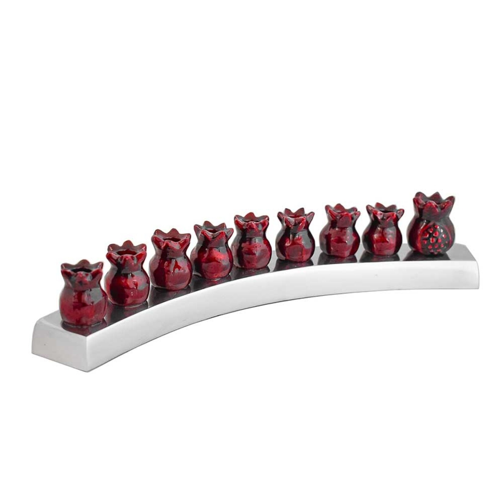 Nickel Plated and Enamel Pomegranates Menorah