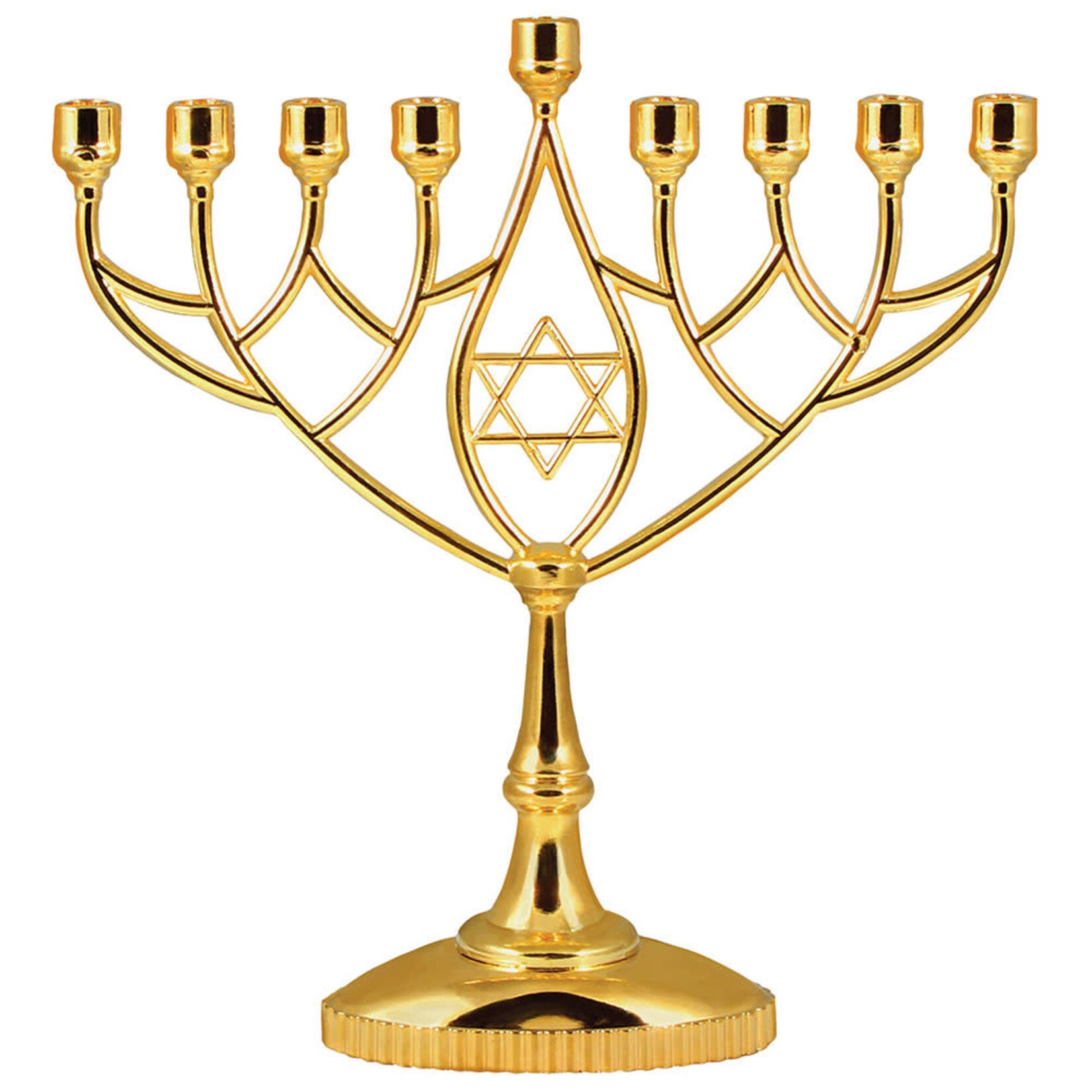 Gold Tone Classic Hanukkah Menorah - Geometric
