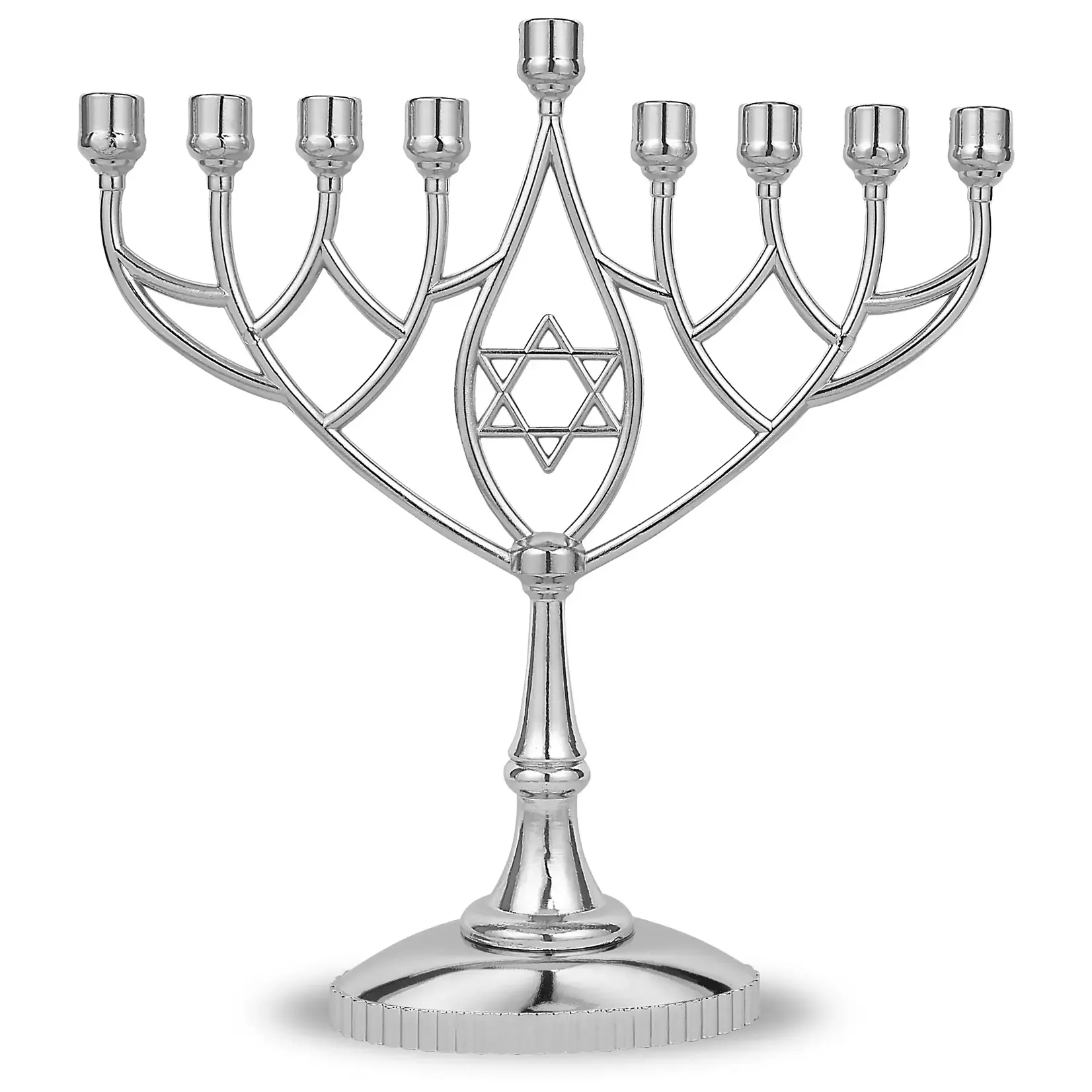 Silver Tone Classic Hanukkah Menorah - Geometric