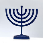 Traditional Hammered Menorah - Navy Matte Finish