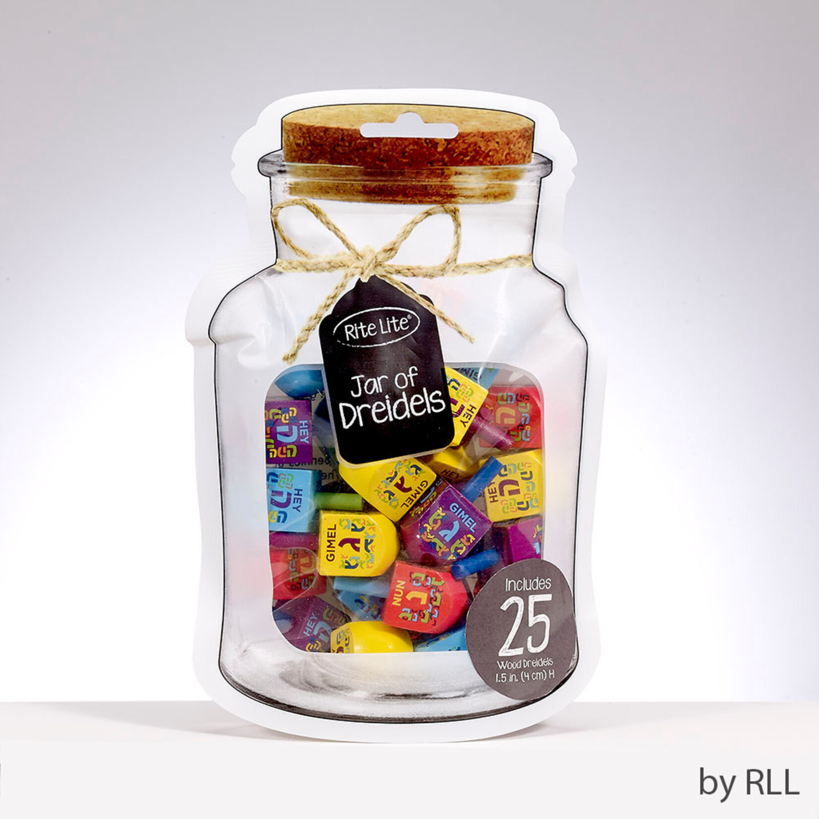 "Jar" Of Dreidels, 25 Decorated Wood Multi Dreidels
