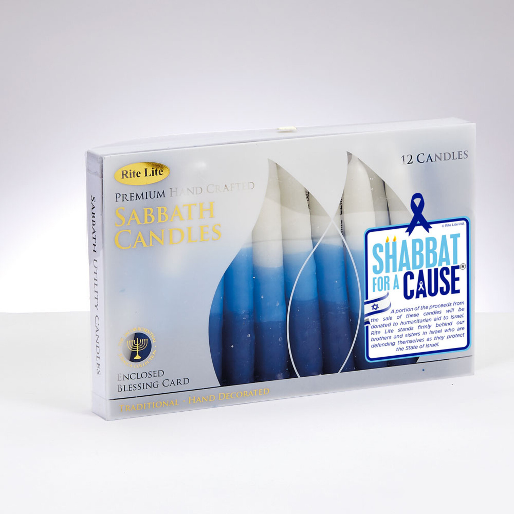 Shabbat Candles for a Cause - Tri-color Blue/White