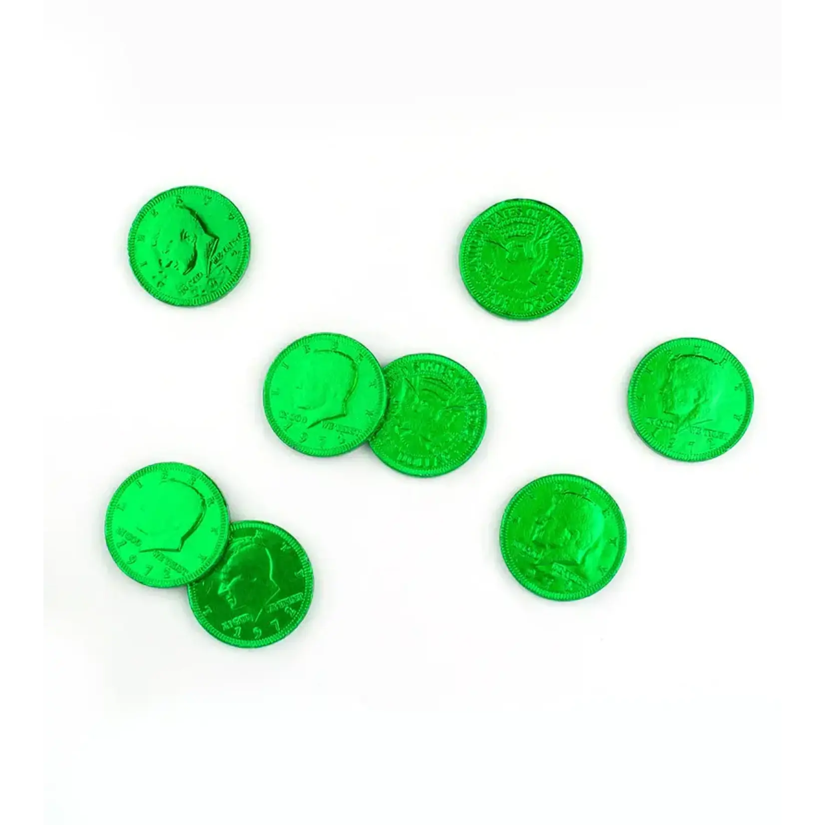 Milk Chocolate Coins, Green, 1lb