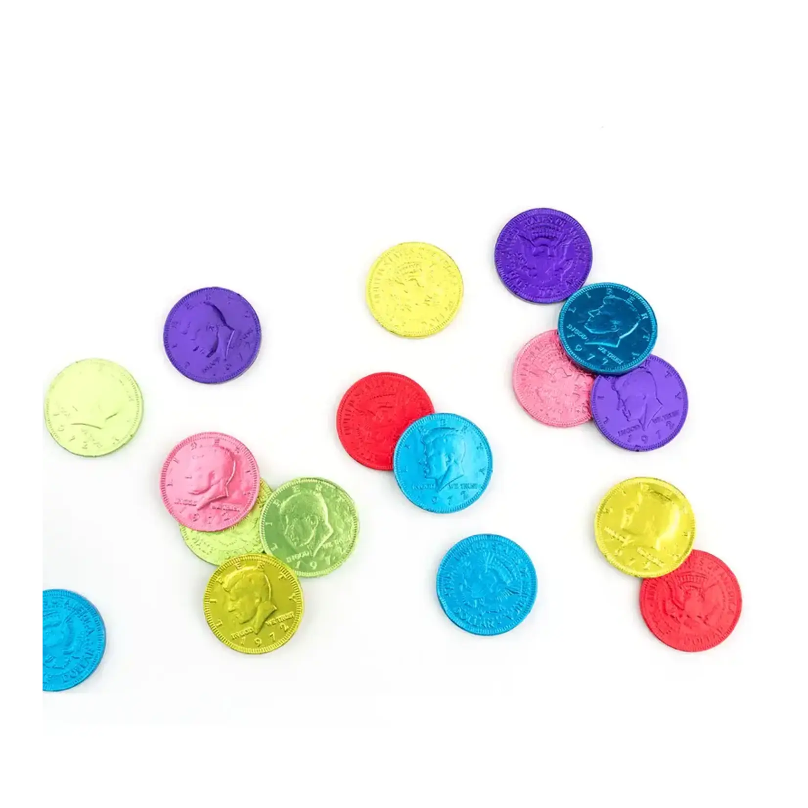 Milk Chocolate Coins, Rainbow, 1lb