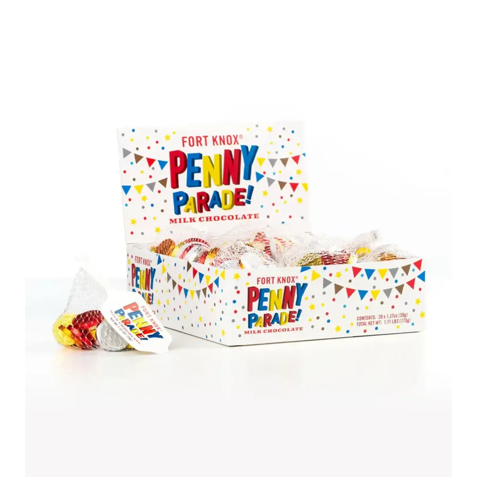 Milk Chocolate Penny Parade - 20 Mesh Bags of 1.37oz/38.8g