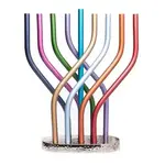 Anodized Flame Menorah-- Multicolor