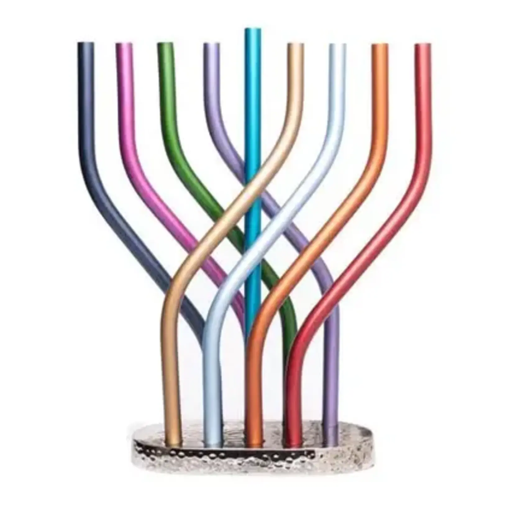 Anodized Flame Menorah-- Multicolor