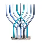 Anodized Flame Menorah-- Blue