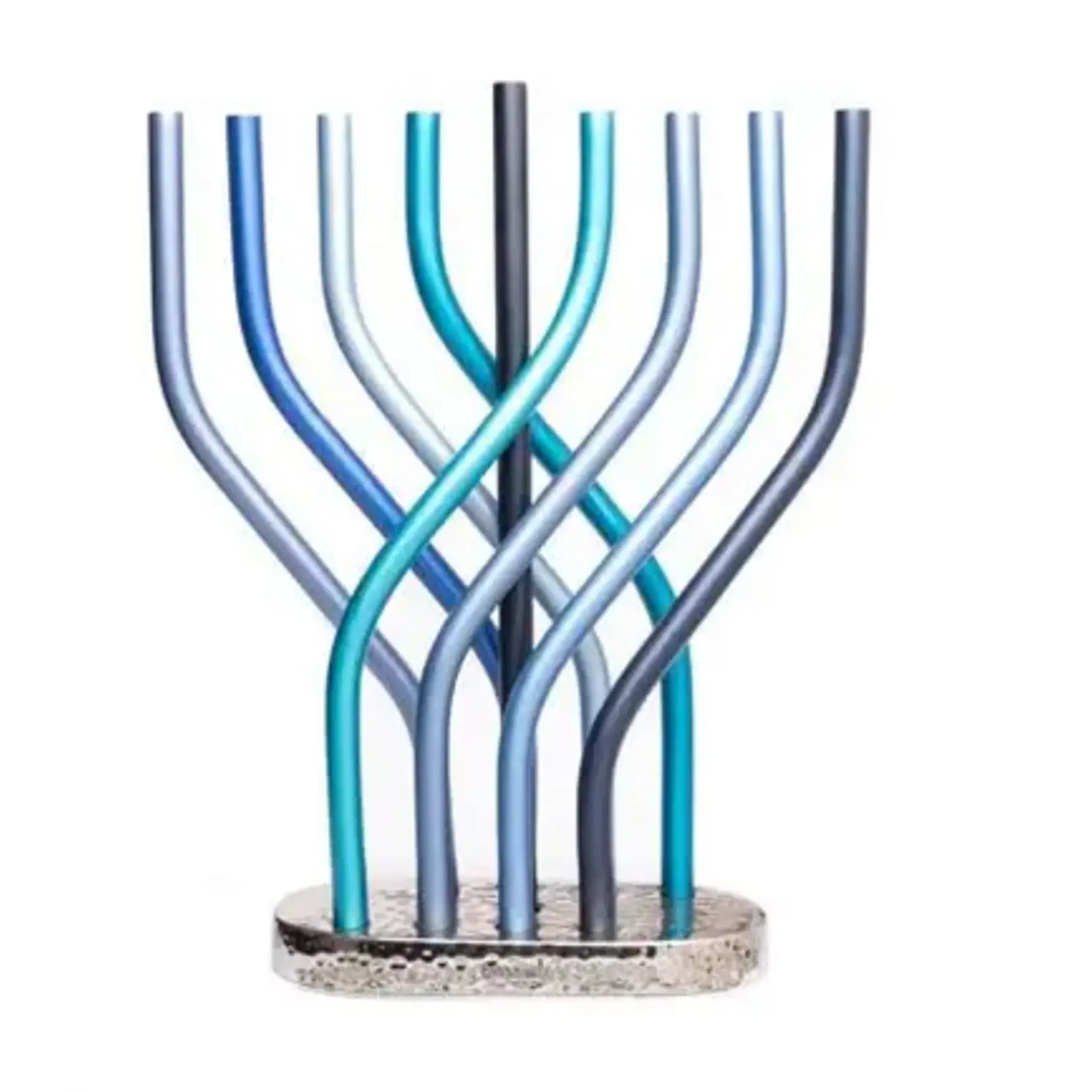 Anodized Flame Menorah-- Blue