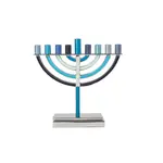 Small Classic Menorah, Aluminum, Shades of Blue
